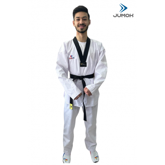 JUMOK SİYAH YAKA TAEKWONDO FİTİLLİ ELBİSE